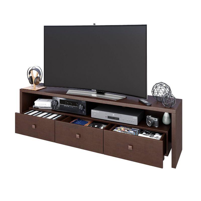 Techni Mobili TV Stand for TVs up to 70" Brown - Hickory: Modern Console with Storage, Matte Finish