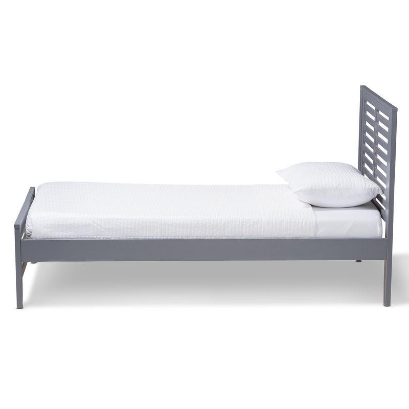 Sedona Gray Wood Twin Platform Bed with Upholstered Headboard