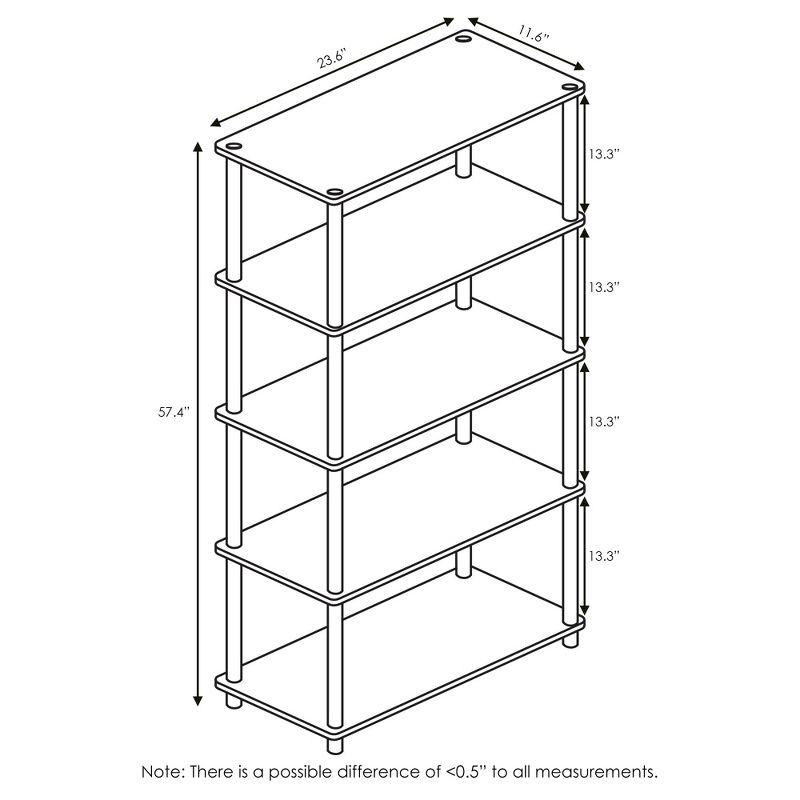 Furinno 5-Tier Tall Decorative Bookshelf Storage Bookcase Open Multipurpose Shelves Display Rack for Living Room&Home Office,Beech/White