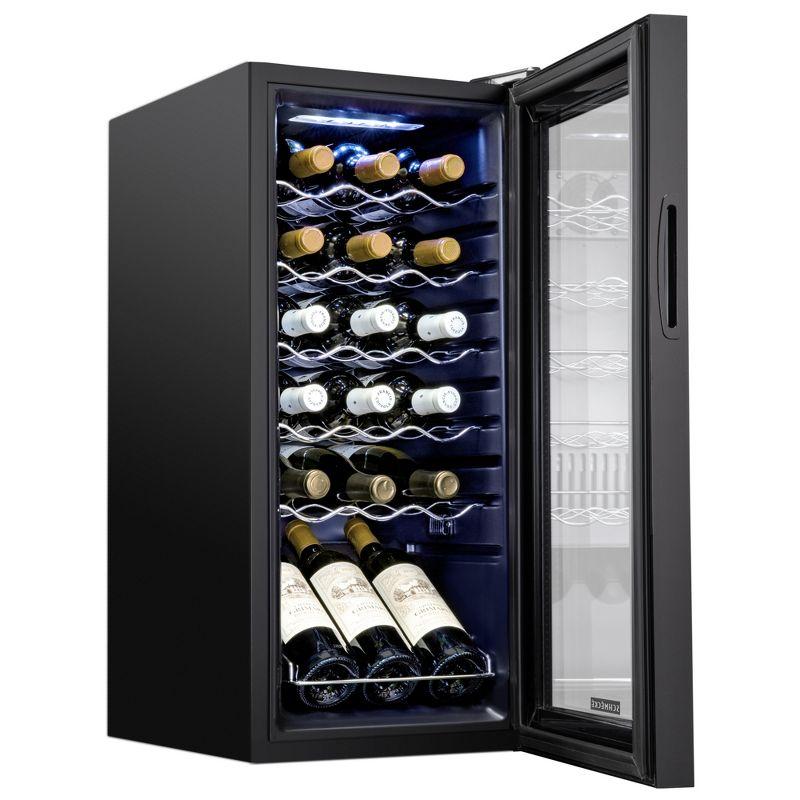 Black Freestanding 18-Bottle Wine Cooler with Interior Lighting