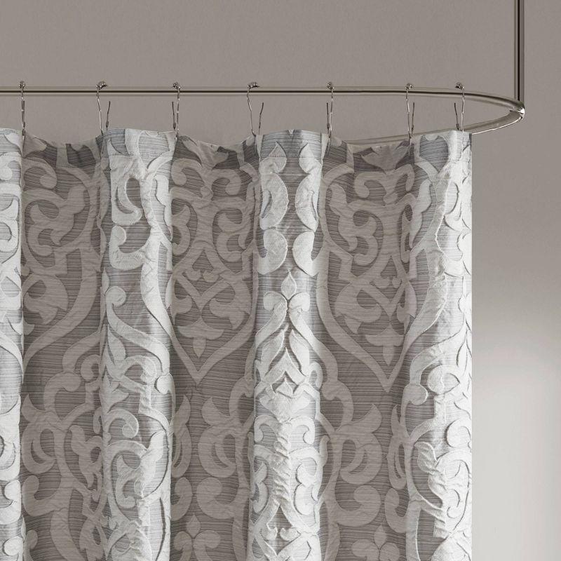 72"x72" Silver Damask Jacquard Shower Curtain