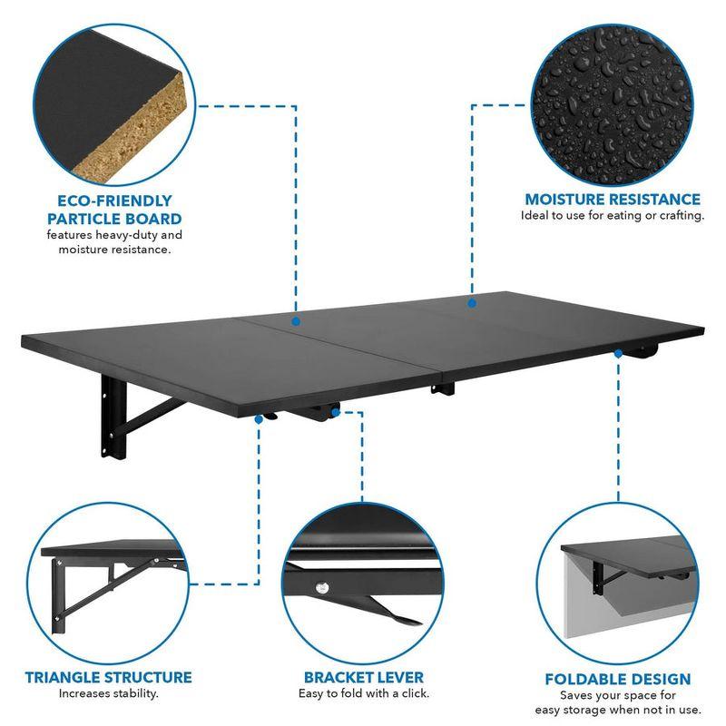 Mount-It! Heavy Duty Drop Down Table, Wall Mounted Drop Leaf Tables, Collapsible, Folding Workbench for Home Office, Laundry Room, Garage, Basement