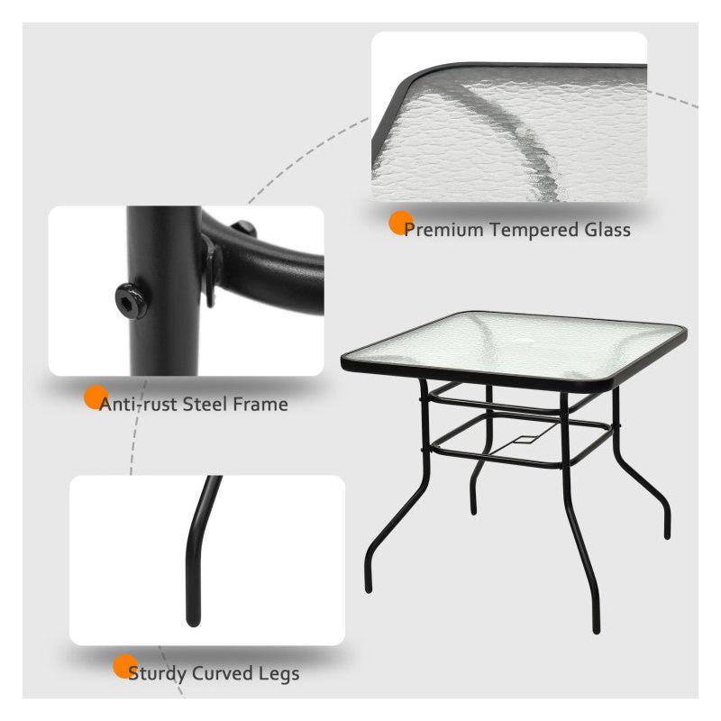 Lark Manor™ Aliyahna 32'' Patio Square Table Tempered Glass Steel Frame Outdoor Pool Yard Garden