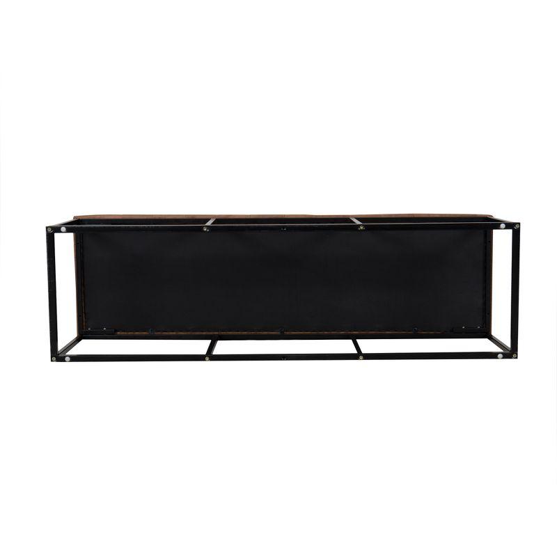 52.25" Draper Large Decorative Bench with Button Tufting Light Brown Faux Leather - HomePop