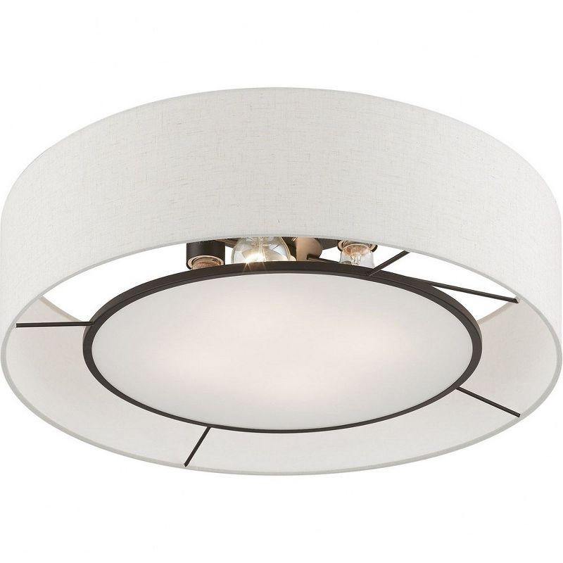 Ellsworth 21" Brushed Nickel and White Drum Semi-Flush Mount