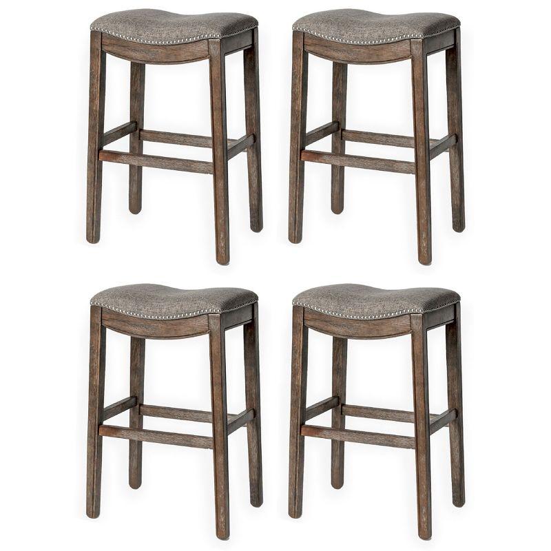 Maven Lane Adrien Upholstered Backless Saddle Kitchen Stool, Set of 4