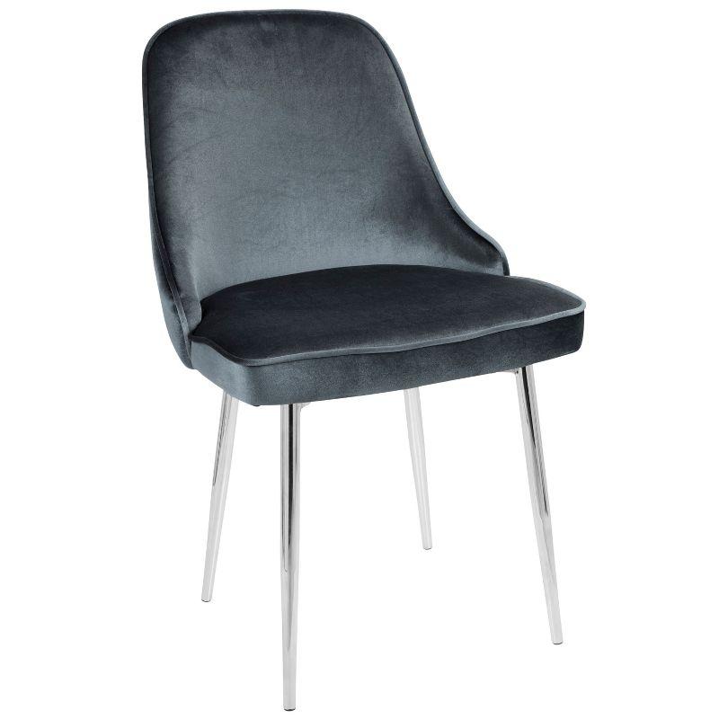 LumiSource Set of 2 Dining Chairs LumiSource Blue:: Chrome-Plated, Velvet Upholstery, Metal Legs, No Assembly Required