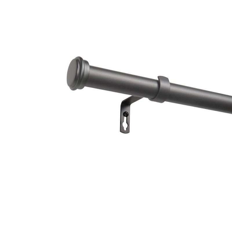 Exclusive Home 36"-72" Topper Curtain Rod - Gunmetal: Matte Finish, Iron, Flat Cap Finial, 25 lb Capacity
