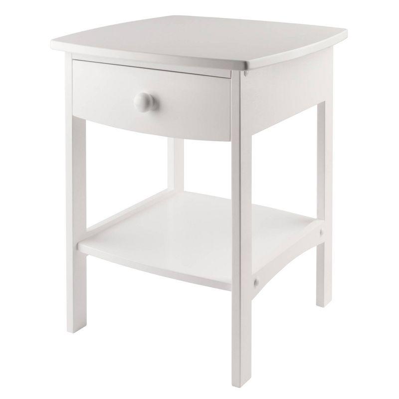 Claire Accent Table White - Winsome: Wood Composite Nightstand with Drawer & Shelf, Spot Clean