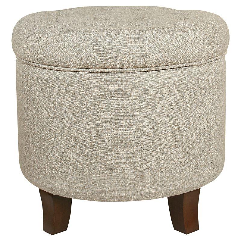 HomePop Boho Tufted Storage Ottoman Twine Light Brown: Upholstered, Plywood Frame, Foam Fill