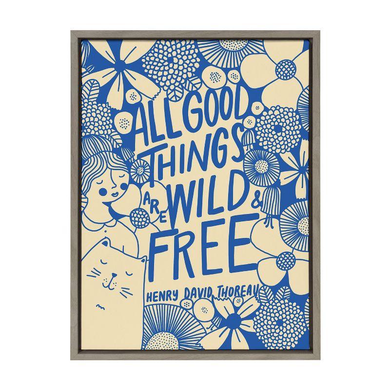 18" x 24" Sylvie Wild and Free by Keely Reyes Framed Wall Canvas Set Gray - Kate & Laurel All Things Decor: Inspirational Quote Art