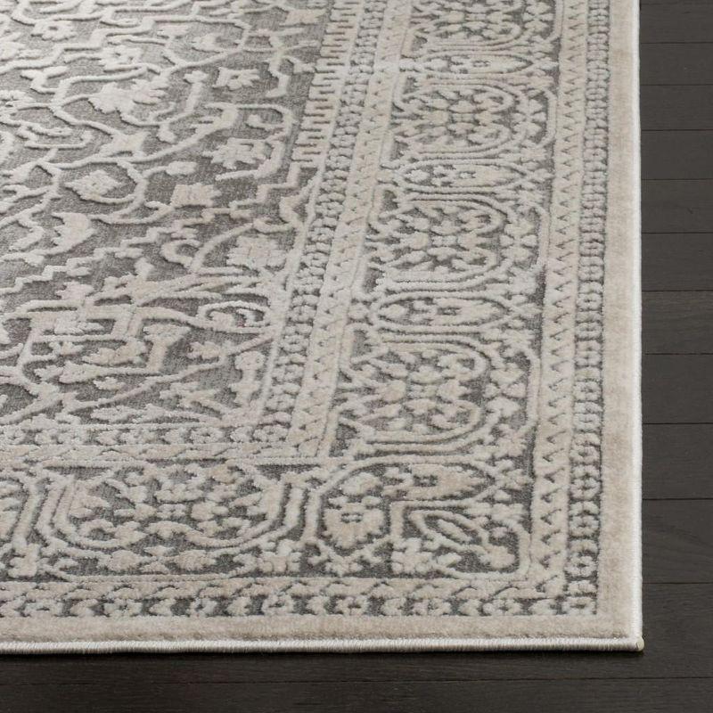 Elegant Reflection Dark Grey & Cream Floral Synthetic Area Rug - 3' x 5'