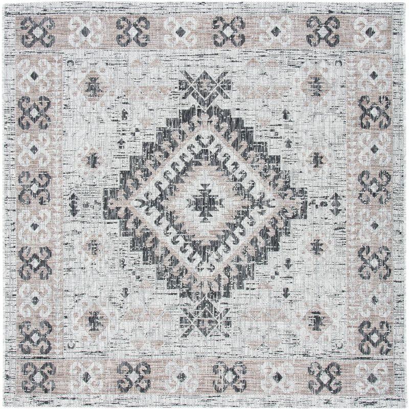 Courtyard CY8546 Power Loomed Indoor and Outdoor Area Rug - Light Grey/Light Beige - 6'7"x6'7" - Safavieh
