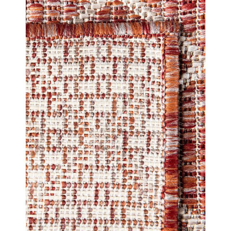 Rustic Trellis Octagon Outdoor Rug in Rust Red, Easy Care 7' 10"