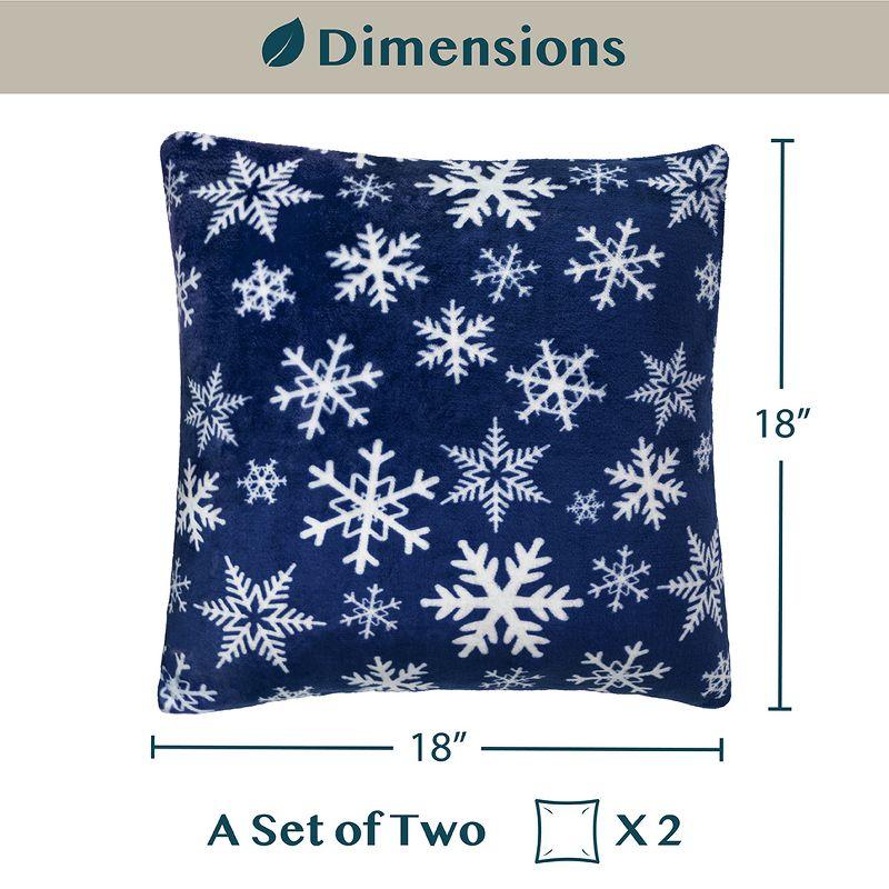PAVILIA Set of 2 Throw Pillow Covers, Decorative Velvet Square Cushion Cases for Bed Sofa Couch Bedroom Living Room, Snowflake Blue/18 x 18