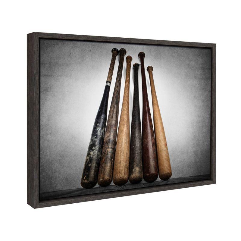 18" x 24" Sylvie Baseball Bats Framed Canvas by Shawn St. Peter - DesignOvation: Vintage Sports Wall Art