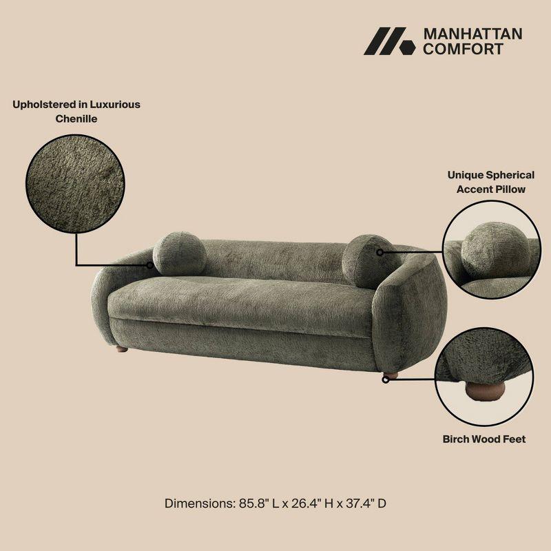 Manhattan Comfort 85.8" Tribeca Modern Chenille Upholstered Sofa Olive Green