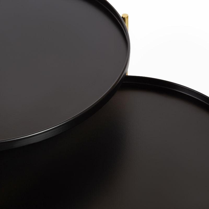 Kate and Laurel Ulani Round Metal Nesting Table, 2 Piece, Black and Gold