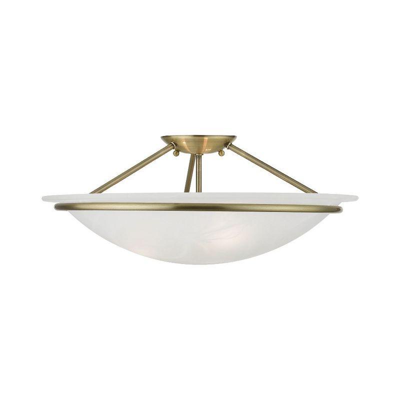 Livex Lighting Newburgh 3 - Light Semi-Flush Mount in  Antique Brass