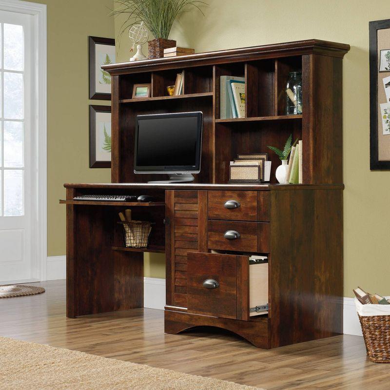 Curado Cherry Wood Computer Desk with Hutch and Storage