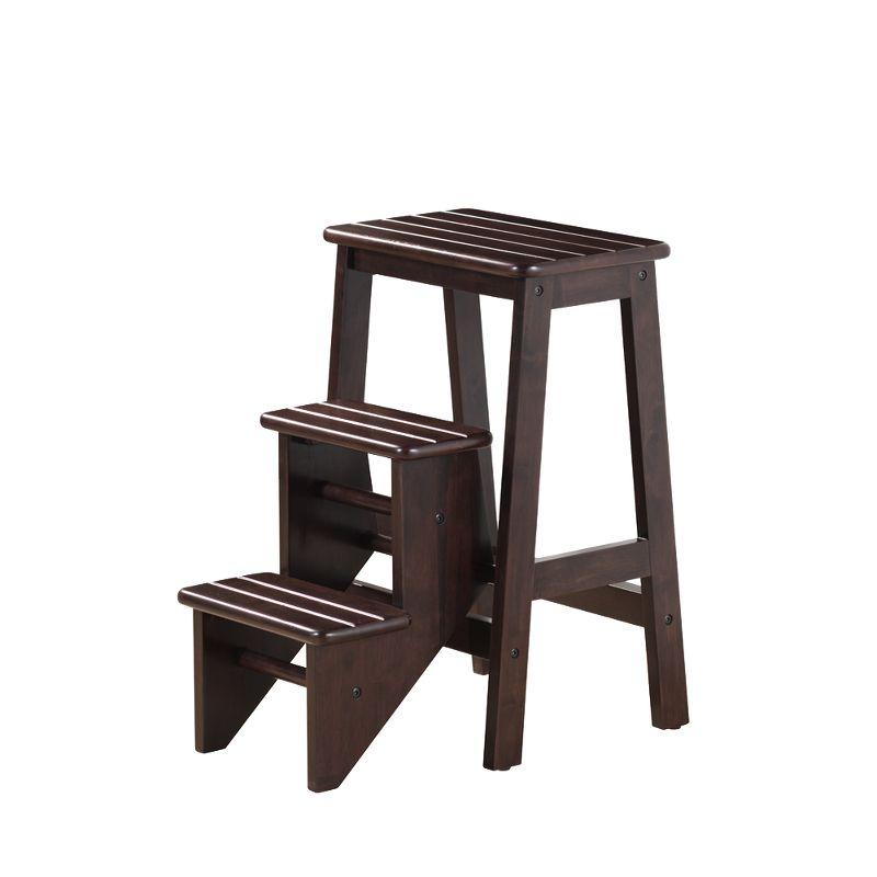 Boraam 24" Industries Folding Step Stool - Dark Cappuccino: Hardwood, Lacquered, 300lb Capacity