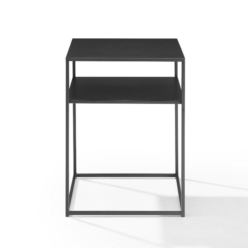 Braxton Matte Black Metal and Glass Slim End Table