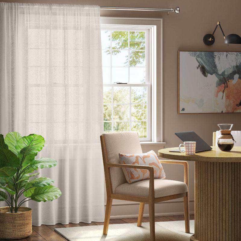 Ivory Light Filtering Polyester Sheer Curtain Panel