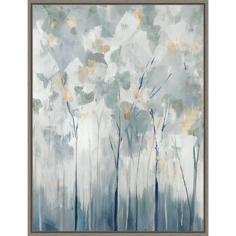 Blue and White Abstract Forest Canvas Wall Art for Kids 18" x 24"