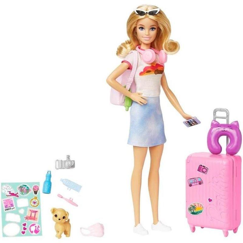 Barbie Doll and Accessories Travel Set with Puppy