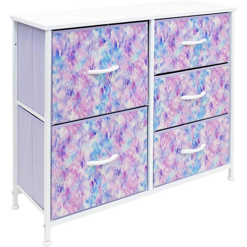 Sorbus 5-Drawer Tie-Dye Fabric Nursery Dresser with Steel Frame