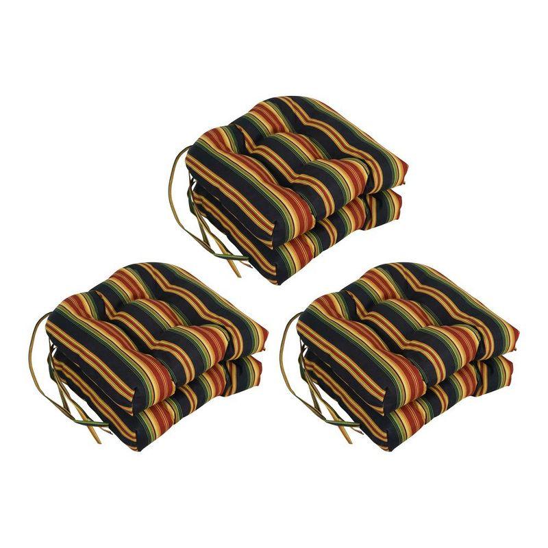 Blazing Needles, 16-inch Spun Polyester Patterned Outdoor U-shaped Tufted Chair Cushions (Set of 6)