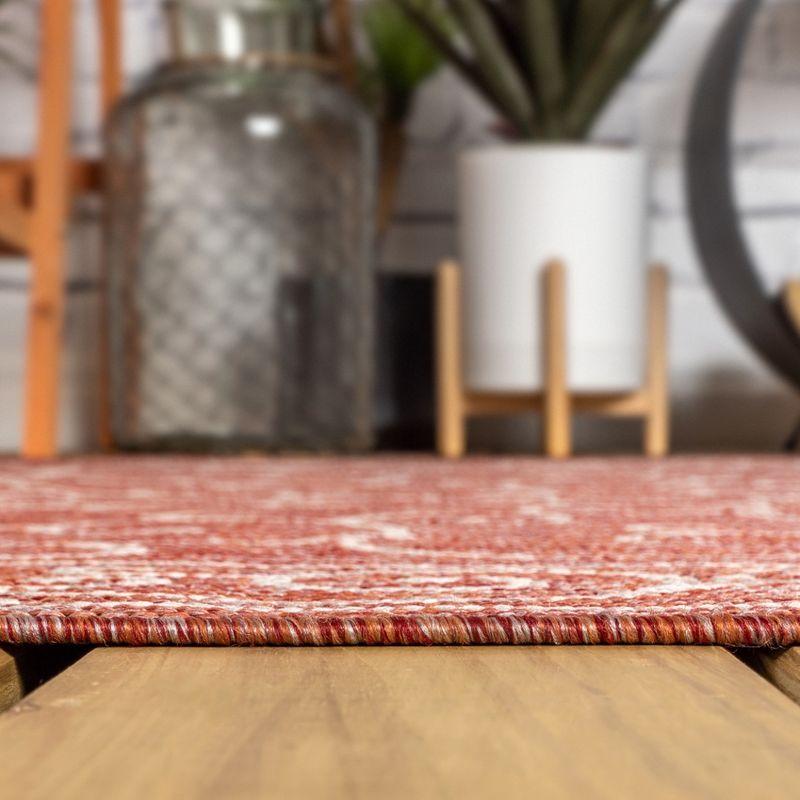 4'x6' Charleston Vintage Filigree Textured Weave Indoor/Outdoor Area Rug, Red/Beige - JONATHAN Y