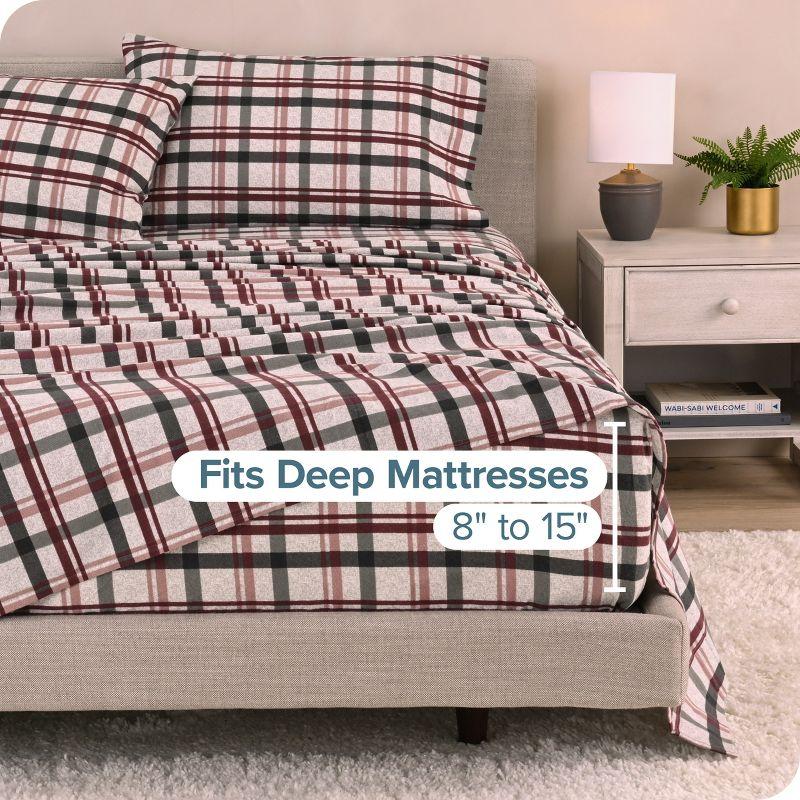 Nordic Plaid - Black Cotton Flannel Queen Sheet Set by Bare Home