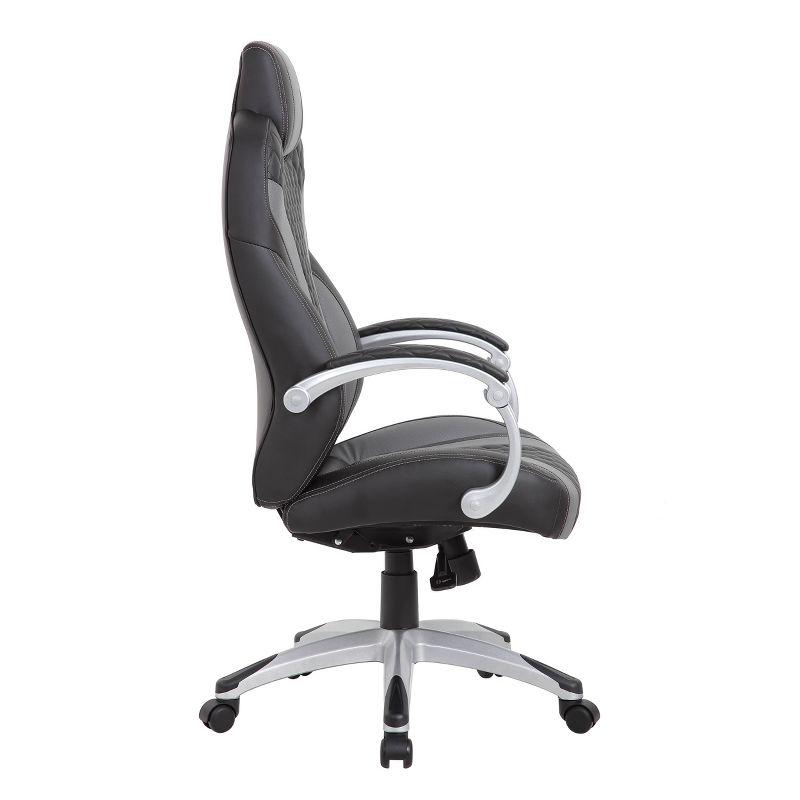 ErgoExecutive High-Back Swivel Chair in Black and Gray Leather