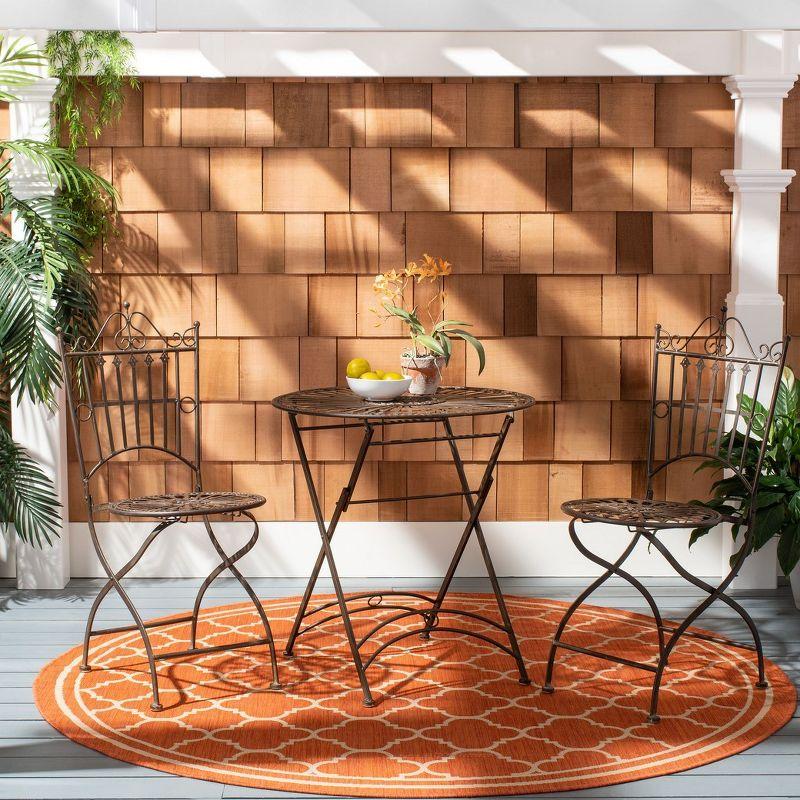 Belen Bistro Set, One Table And Two Chairs - Outdoor - PAT5020 - Unearthed Rust - Safavieh