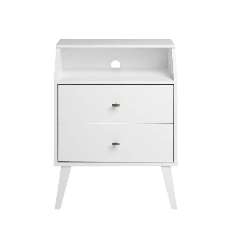 2 Drawer Milo Mid-Century Modern Nightstand with Angled Top - Prepac