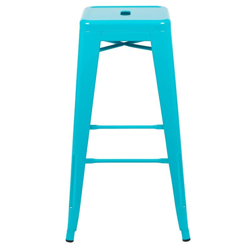 Emma and Oliver 4 Pack 30" High Metal Indoor Bar Stool - Stackable Stool, Teal
