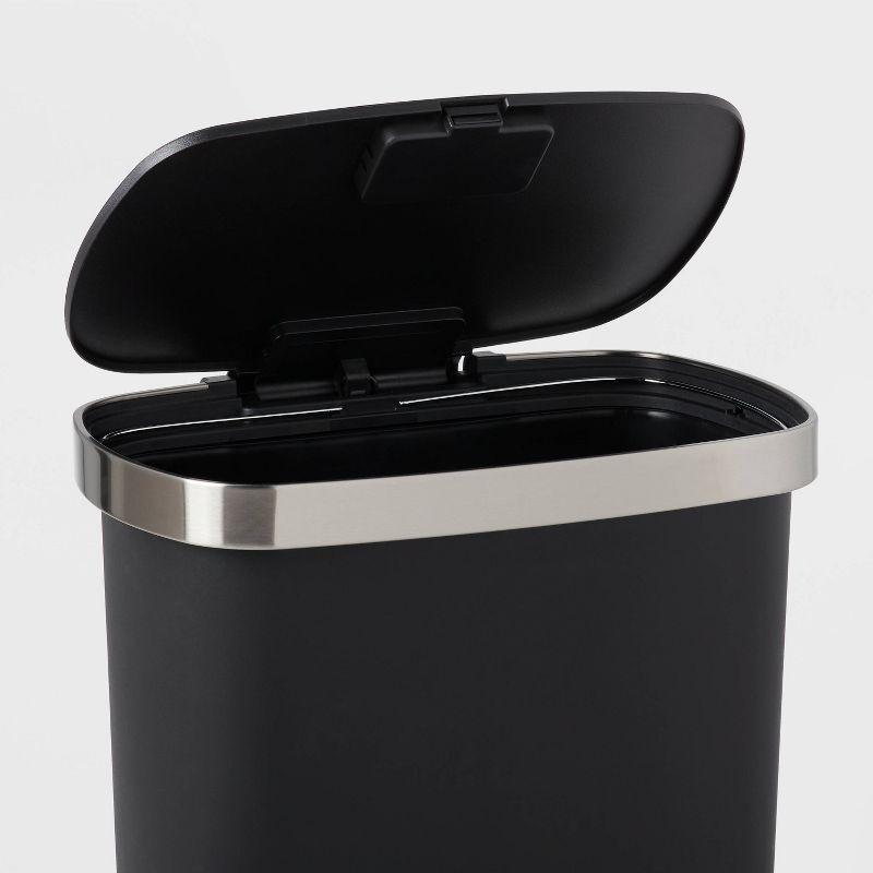 Plastic Locking Lid Step Trash Can Black - Brightroom™"