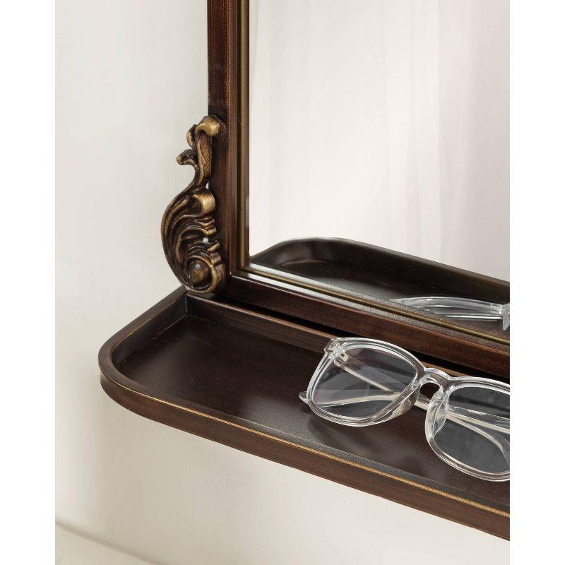 Kate & Laurel All Things Decor 21"x32" Arendahl Traditional Arch Mirror with Shelf Bronze: Elegant Wall-Mounted Metal Frame
