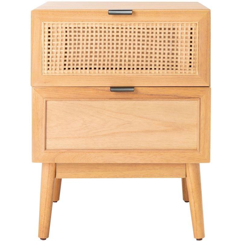 Coastal Charm Rattan Nightstand with 2 Drawers and Retro Legs - Natural