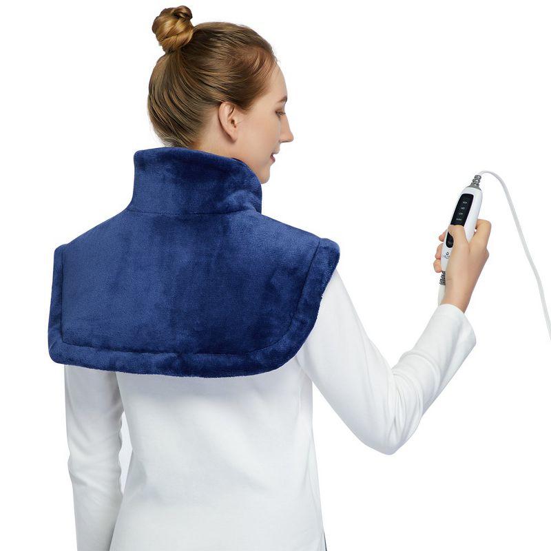 Heating Pad for Neck and Shoulders, 22"x19" Electric Fast Heating Pad for Pain Relief and Deep Pressure Therapy, Navy Blue
