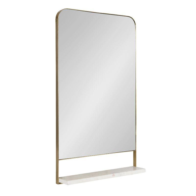 Gold Rectangular Wall Mirror with Marble Shelf