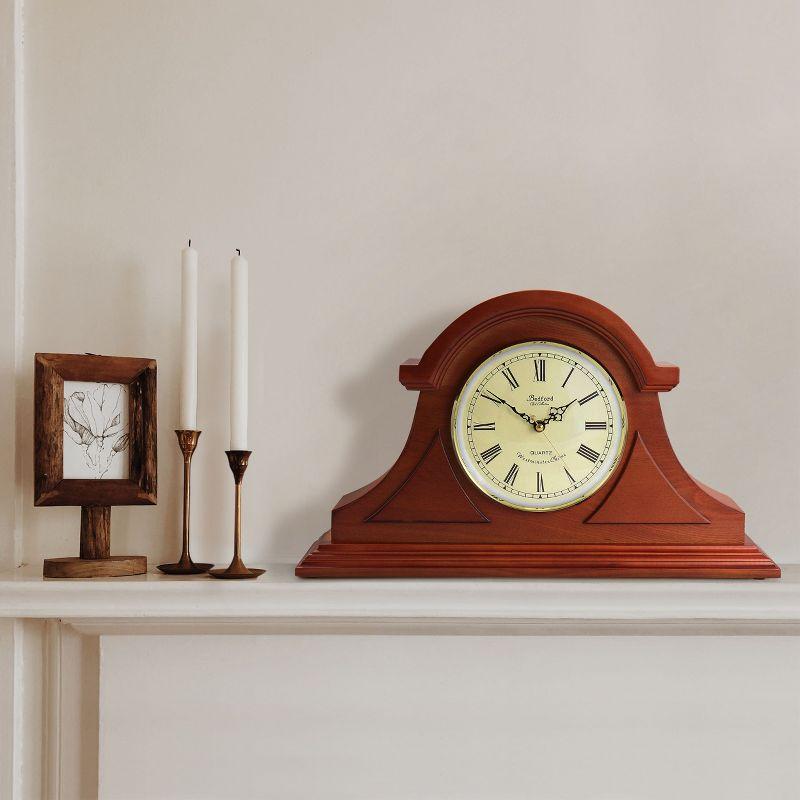 Bedford Clock Collection Mahogany Cherry Mantel Clock with Chimes