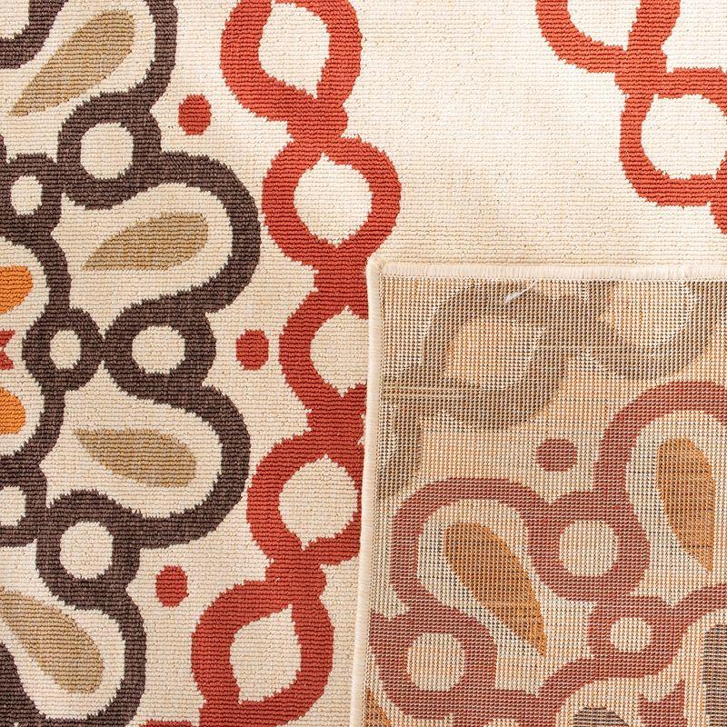 Cream and Red Geometric Indoor/Outdoor Area Rug