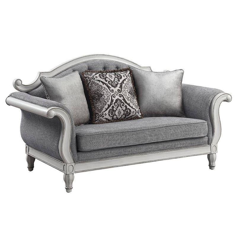 71" Florian Sofa Gray Fabric and Antique White Finish - Acme Furniture