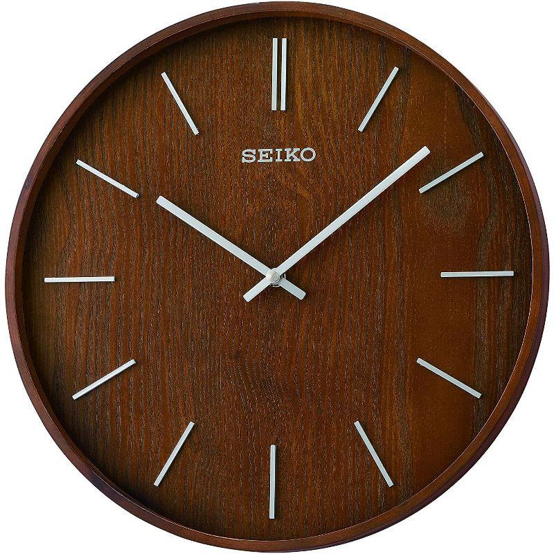 Seiko 13" Maddox Wooden Wall Clock, Brown