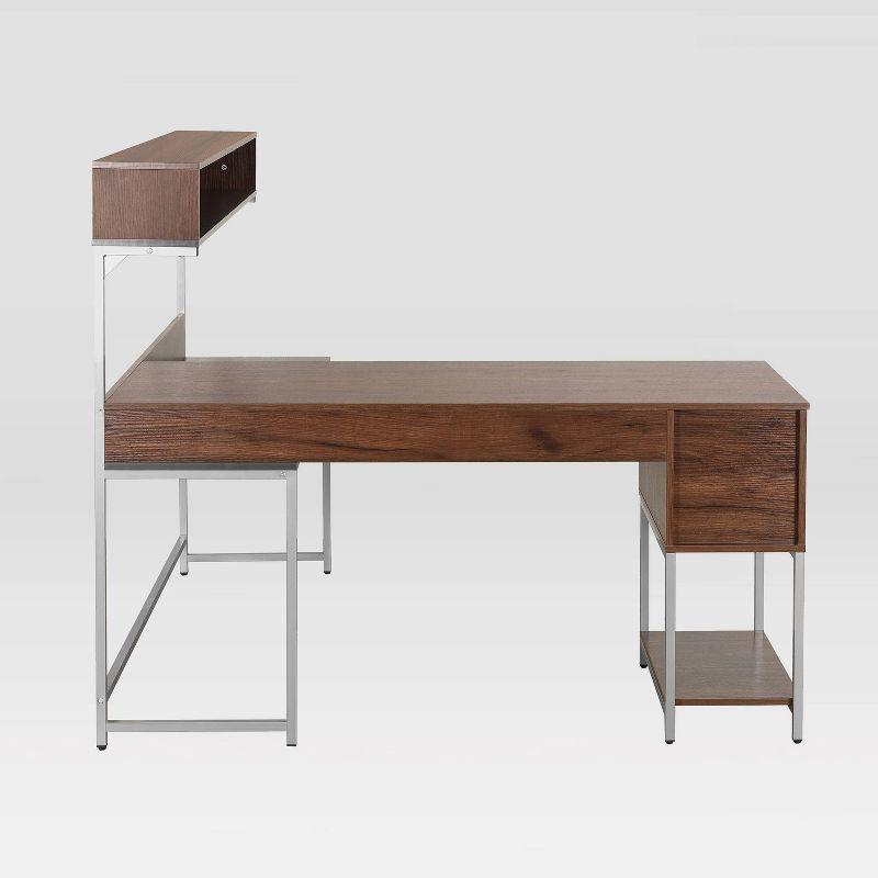 L Shape Desk with Hutch and Storage - Techni Mobili