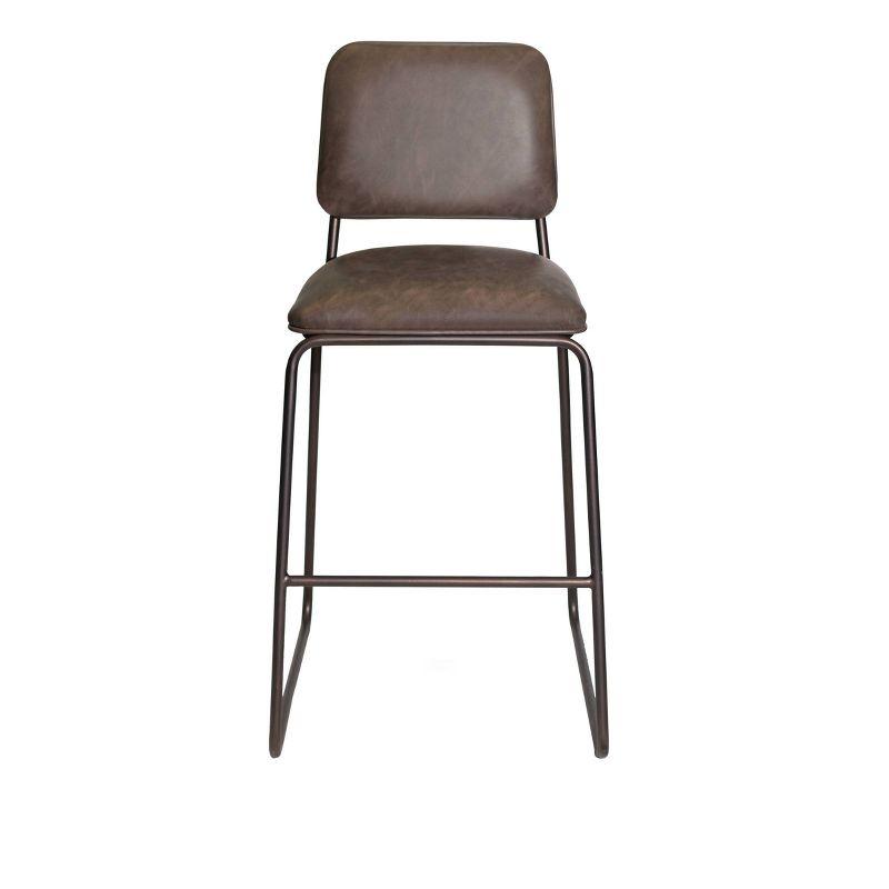 Mesa Counter Height Barstool Cocoa Brown/Gunmetal - Steve Silver Co.: Upholstered Faux Leather, Steel Frame, Footrest