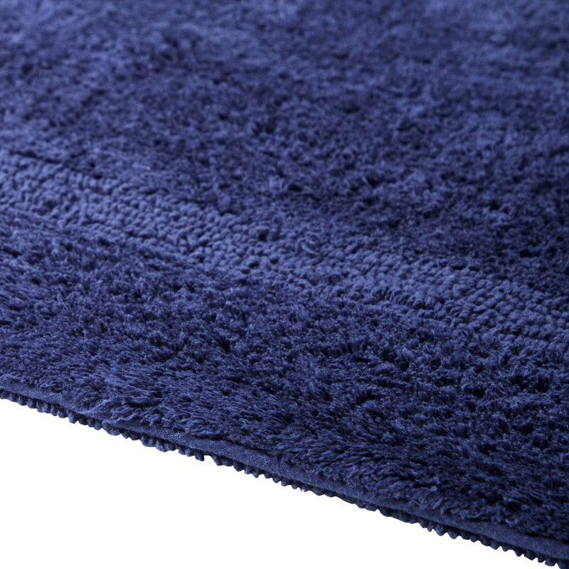 Better Trends Lux 100% Cotton Tufted Solid Reversible Bath Rug Set 2 PC (17" x 24" | 20" x 20") - Navy