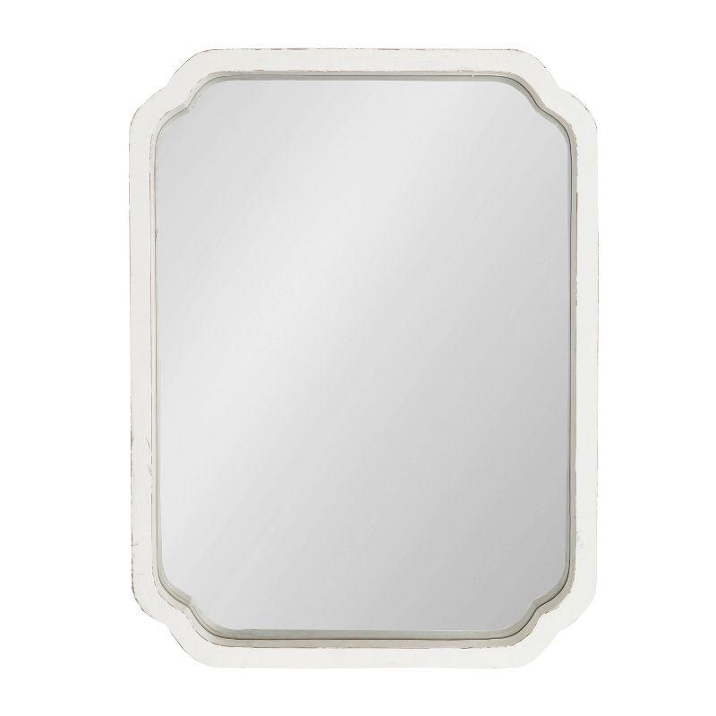 Kate & Laurel All Things Decor 18"x24" Marston Farmhouse Rectangle Wall Mirror White: No Assembly, Wood Frame, Wall Mount